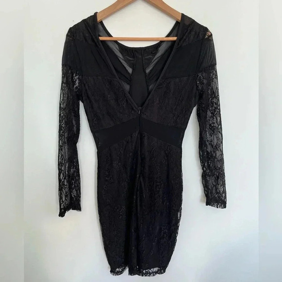 Shein Black Embellished lace Ruffled Mini Dress size medium - Picture 3 of 5